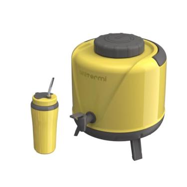 Imagem de Kit Tereré Botijão 5 Litros com Copo Cuia 650ml + Bomba Inox - Amarelo