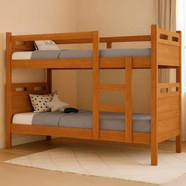 Imagem de Beliche Vira 2 Camas Solteiro Em MDF Com Estrado Em Madeira Reforçado 