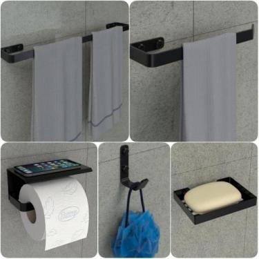 Imagem de Kit Acessórios Para Banheiro Preto Fosco 5 Peças MAX - HomeFull