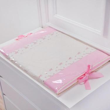 Imagem de Trocador de Cômoda Fraldas para Bebê Floral e Rosa - Loja Baby
