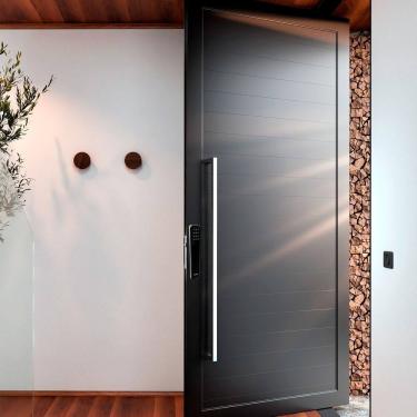 Imagem de Porta de Alumínio Pivotante com Fechadura Digital 268x130cm Lucasa Eccellente Preto