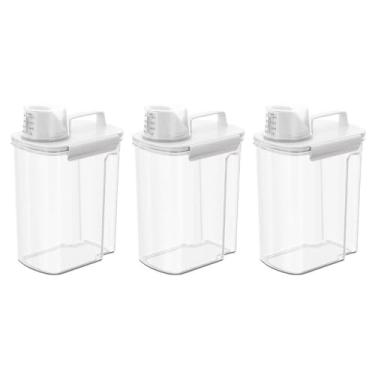 Imagem de Kit 3 Dispensers Medidor 3,9l Porta Sabão Amaciante New Retro Lavanderia Área Serviço Coza