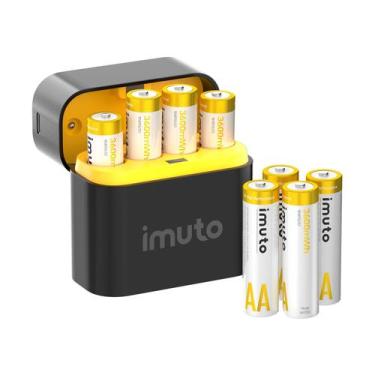 Imagem de Pilhas AA recarregáveis Imuto 3600mWh, pacote com 8 pilhas com carrega