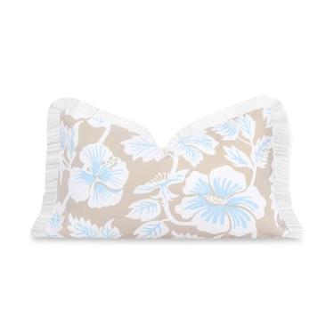 Imagem de Hofdeco Premium Capa de almofada lombar para pátio costeiro, ambientes internos e externos, 30,48 cm x 50,8 cm, repelente de água para quintal, sofá, estampa azul bebê, flores tropicais hisbucs