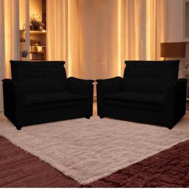 Imagem de Kit 02 Sofás 2 Lugares Namoradeira Marrocos 1,40m Sala De Tv Estar Rec