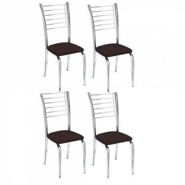 Imagem de Kit 4 Cadeiras Lara Cromada Para Cozinha Marrom - GAT MAGAZINE