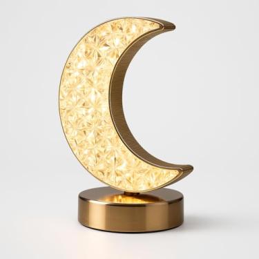 Imagem de Luminária LED Decorativa em Formato de Lua, Luz de Mesa com USB, 3 Cores de Iluminação
