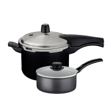 Imagem de Panela de Pressão Effect 4,5L e Panela Turim Alumínio grafite Antiaderente 1,4L PTC - Tramontina