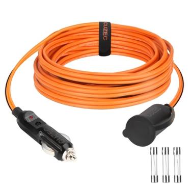 Imagem de Cabo de extensão para isqueiro de carro 12AWG, cabo de alimentação resistente de 381 cm, 30A fundido com indicador LED, laranja (381 cm)