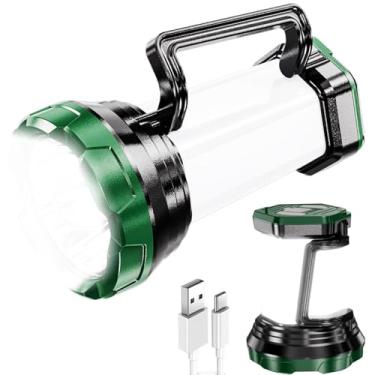 Imagem de HAASHADA Lanterna de LED, holofotes grandes, 15000 lm, 6 modos, recarregável, acampamento, caça, lâmpada portátil de trabalho, holofote para emergências internas e externas