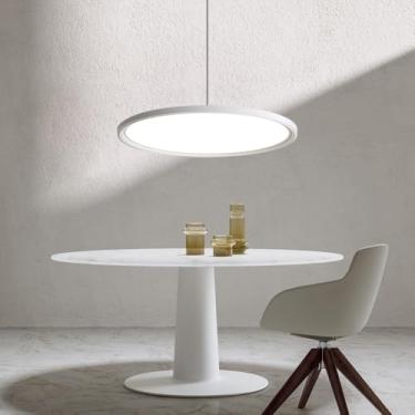 Imagem de Lustre moderno de LED nórdico preto/branco redondo para decoração de casa, iluminação de disco voador de restaurante, luz pendente de sala de jantar, lâmpadas penduradas ilha de cozinha, regulável