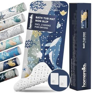 Imagem de Homerella Tapete de banheira para bebês | Tapetes de chuveiro antiderrapantes antimofo resistentes a mofo para crianças e adultos | 101,6 x 40,6 cm de comprimento com ventosas para fixação segura para
