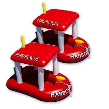 Imagem de Boia inflável para piscina infantil, patrulha portuária infantil, barco inflável de resgate de incêndio, boia de piscina, brinquedo aquático divertido, brinquedo de piscina com tema de resgate de