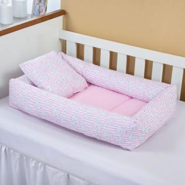 Imagem de Ninho Redutor de Berço com Almofada Para Bebê Menina Elefante Coroa 2 pcs