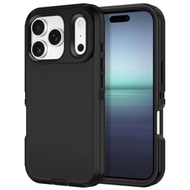 Imagem de I-HONVA Capa para iPhone 17 Pro, à prova de choque, à prova de poeira/queda, 3 camadas, proteção total [sem protetor de tela] Capa resistente para Apple iPhone 17 Pro de 6,3 polegadas 2025, preta