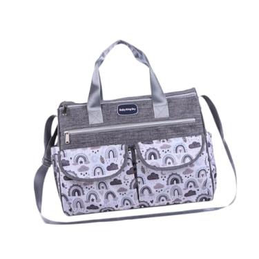 Imagem de Esquirla Bolsa organizadora para fraldas, leve, com bolsos internos com zíper, multifuncional, com alça de ombro para troca de fraldas para mamãe e bebê, Gray S