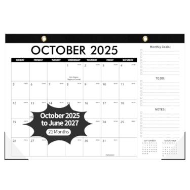 Imagem de Calendário de mesa 2025-2026, 21 meses de outubro de 2025 a junho de 2027, tamanho grande, calendário de parede mensal de 43 x 30 cm, agenda de mesa com lista de tarefas para sala de aula, escritório