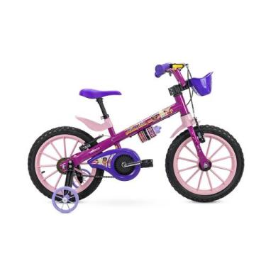 Imagem de Bicicleta Infantil Nathor Aro 16 com Rodinhas e Cestinha Top Girls