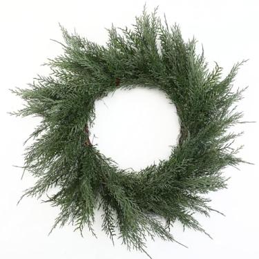 Imagem de Zeyune Guirlanda de Natal extra grande de 61 cm, guirlanda de pinheiro de Natal para porta da frente, guirlanda de pinheiro verde artificial de toque real para casa, interior, exterior, janela, casa