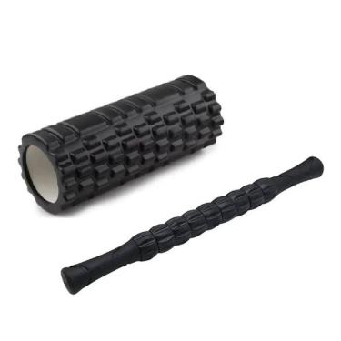 Imagem de Kit Bastão Massagem E Rolo Liberação Foam Roller Miofascial