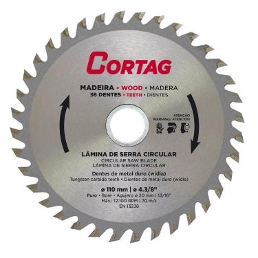Imagem de Disco de Serra Circular Cortag | Para Madeira 110mm 36 Dentes