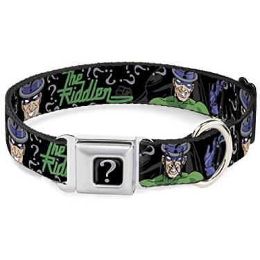 Imagem de Buckle-Down Fivela de cinto de segurança The Riddler Batman, multicolorido, 3,8 cm de largura – Serve para pescoço de 40,6 a 58,4 cm - Médio (DC-WRD001-WM)