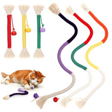 Imagem de Brinquedo de corda para mastigar gatos – 6 peças de brinquedo para limpar os dentes, brinquedos interativos para gatos em ambientes internos, brinquedos de dentição de gatos para transferir mastigação