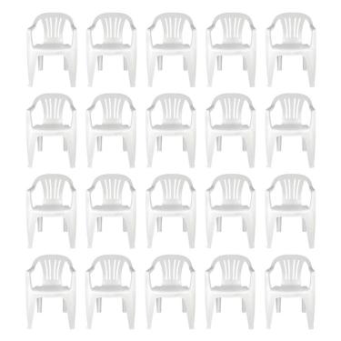 Imagem de Kit 20 Cadeiras Poltrona Plástica Empilhavel Reforçada 182kg Mor