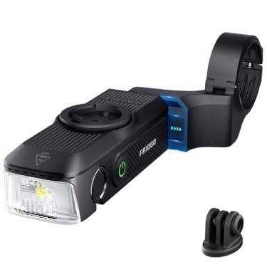 Imagem de RAVEMEN Farol de bicicleta FR1000 para andar à noite, ajustável em 30°, ligar/desligar automático, luz de bicicleta de liberação rápida para ciclismo de estrada urbana, à prova d'água IPX6