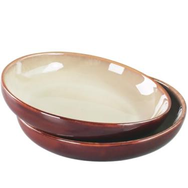 Imagem de jinsongdafa Tigelas de massa de cerâmica 652 g, pratos de salada, para servir sopa, macarrão, jantar, conjunto de 2 tigelas grandes de cozinha, seguro para micro-ondas, aplicar em ambientes internos e