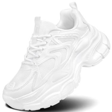 Imagem de Tênis de caminhada feminino, tênis de corrida, moderno, atlético, academia, treino, confortável, respirável, leve, 2 Branco, 40