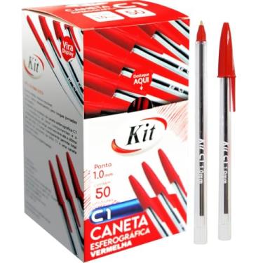 Imagem de Caneta Esferográfica KIT C1 Vermelho 1.0 mm – Ponta Média, Escrita Suave e Confortável – caixa com 50 unidades.