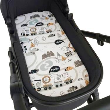 Imagem de Colchão para Carrinho Moises Colchonete Bebê Menino Menina com Capa Removível e Espuma(TRENZINHO)