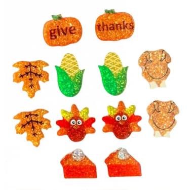 Imagem de Lindo conjunto de brincos de peru, abóbora, folha de bordo, glitter, acrílico, Dia das Bruxas, Ação de Graças, outono, colheita, joias, presentes, Acrílico Zinco, Sem pedra preciosa