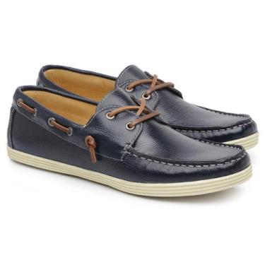 Imagem de Mocassim Masculino Jacometti Dockside Couro Conforto Casual, Azul mari