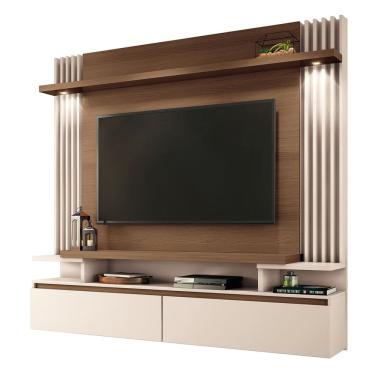 Imagem de Painel TV 55 Pol 181cm Bancada Suspensa Khosmos H01 Off/Castanho - Mpozenato