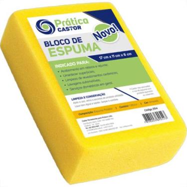 Imagem de Espuma Em Bloco Castor Amarela Pratica 6Cm X 11Cm X 17Cm - 054 - Kit C