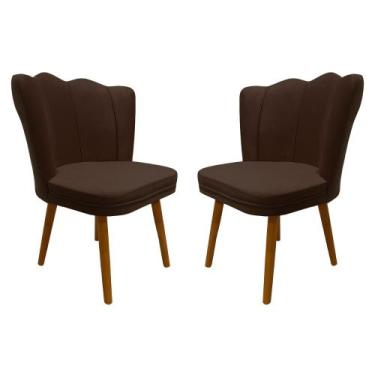 Imagem de Kit 2 Cadeiras Pétala Decorativa Tecido Veludo Pés Palito - Bela Móvei