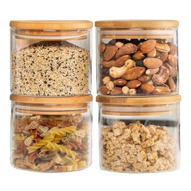 Imagem de HOME/LIFE Kit 4x, Potes Vidro Armazenamento Alimento, Potes Redondo de Vidro Premium, Cozinha Organizada