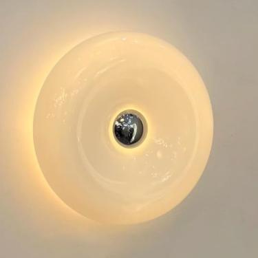 Imagem de Luminária de parede moderna LED para quarto infantil, luminária criativa em formato de donuts, luminária de parede de vidro branco leitoso de 24 W, luminária de parede de cabeceira, diâmetro