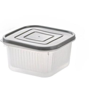 Imagem de Organizador de Alimentos com Tampa Transparente - Material Livre de BPA, Conservação Otimizada e Design para Geladeira (Sem dividorias Quadrado)