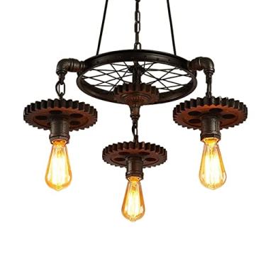 Imagem de Simples Retro Industrial Estilo Industrial Engrenagem Suspensão Pingente Luz Lustre Industrial Steampunk Tubo de Água Restaurante Suspensão Pingente Luminária Preto E27 Iluminação Dev, Canet