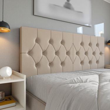 Imagem de Cabeceira Queen Estofada Capitonê Dobrável Fixação Parede Painel Decorativo Cama Box Design Elegante Confortável