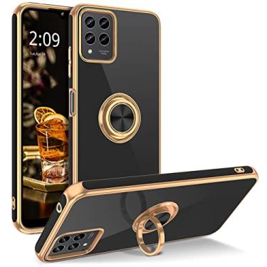 Imagem de DUEDUE Capa para T-Mobile REVVL 6 Pro com suporte de anel, suporte de rotação de 360 graus, capa fina de TPU (poliuretano termoplástico) macio à prova de choque, capa protetora de corpo inteiro para REVVL 6 Pro 5G, preta