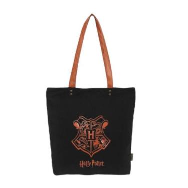 Imagem de Bolsa Sacola Ombro e mão Harry Potter Hogwarts Canvas - Luxcel, Preto