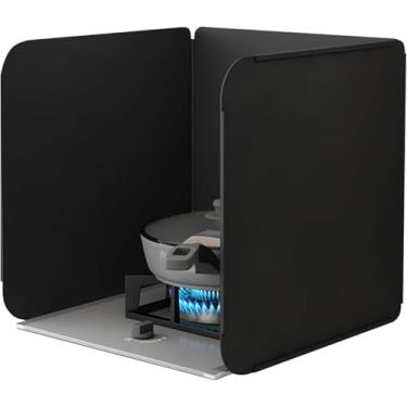 Imagem de Protetor contra respingos de aço carbono para fogão, protetor dobrável contra respingos de óleo para cozinhar, frigideira, resistente ao calor e fácil de limpar (40 x 40 x 40 cm)