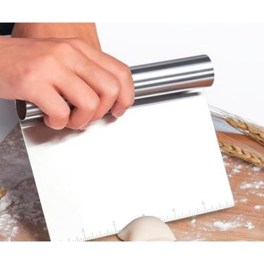 Imagem de Espátula Profissional, Cortadora e Raspadora de Massas e Legumes, Aço Inoxidável com Régua