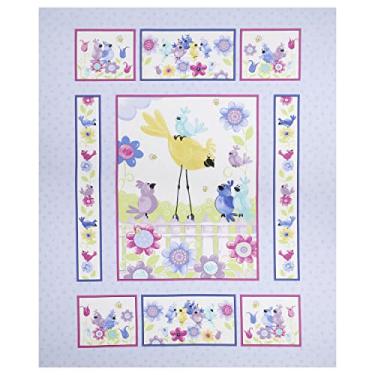 Imagem de Clothworks Tecido de painel Susybee Bird's Buddies 91 cm, lilás