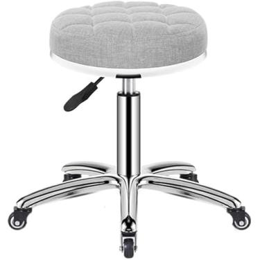 Imagem de WYUYIWH Banqueta redonda com rodinhas ajustável, banco de rolamento, confortável, assento redondo, ajustável, cadeira resistente