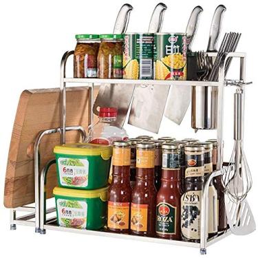 Imagem de Prateleira de cozinha de aço inoxidável 304, prateleira de micro-ondas, prateleira de cozinha, prateleiras de armazenamento, talheres